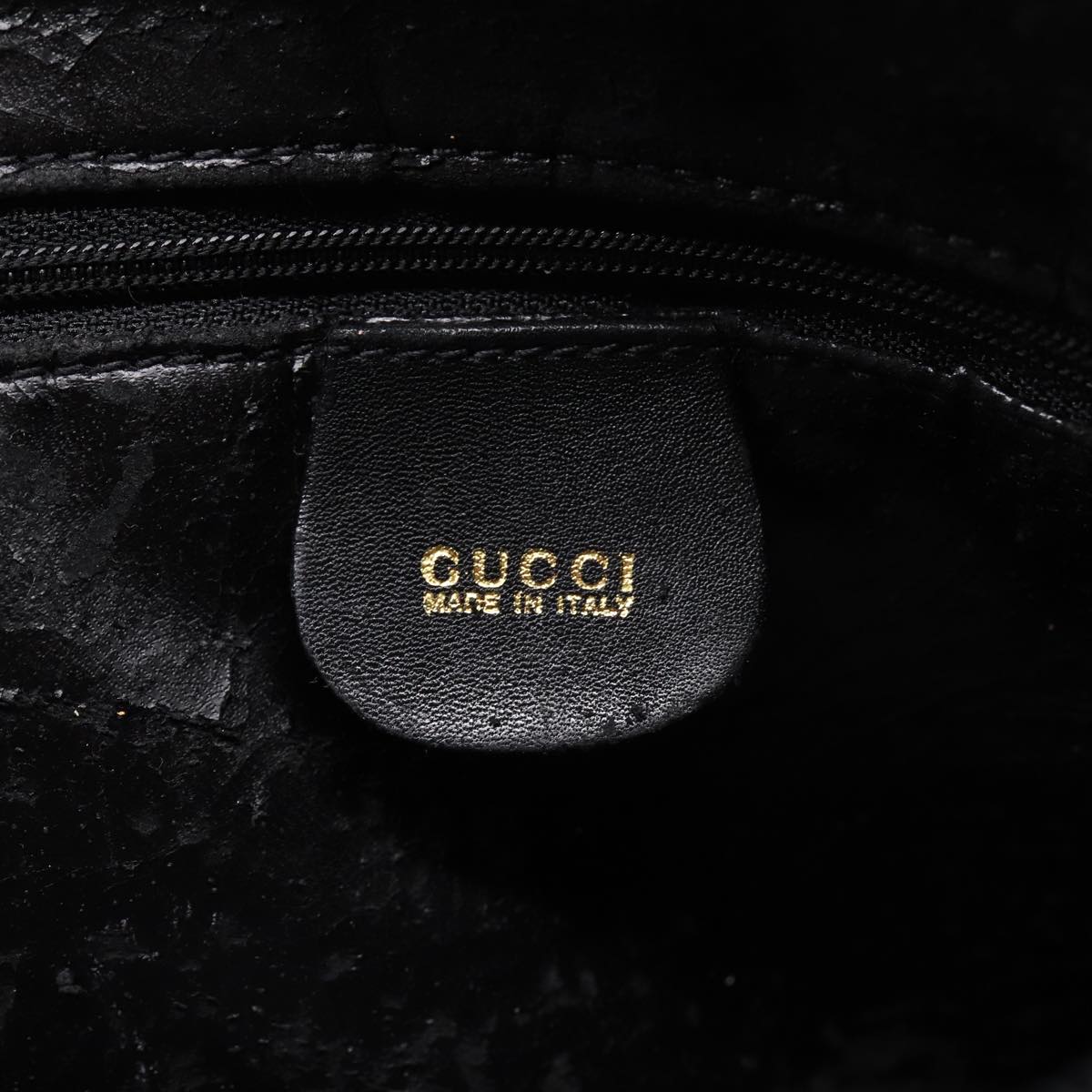 GUCCI Bamboo Hand Bag Leather Black Gold  ep5486