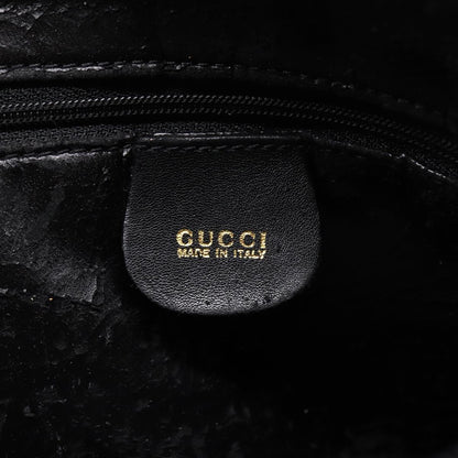 GUCCI Bamboo Hand Bag Leather Black Gold  ep5486