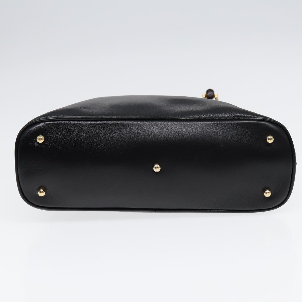 GUCCI Bamboo Hand Bag Leather Black Gold  ep5486