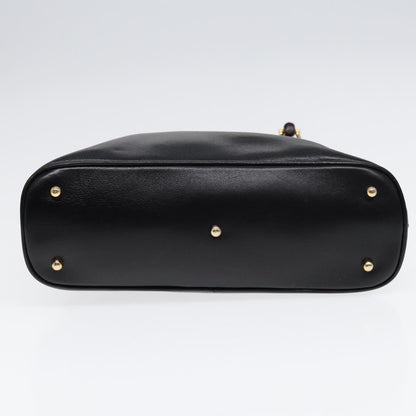 GUCCI Bamboo Hand Bag Leather Black Gold  ep5486
