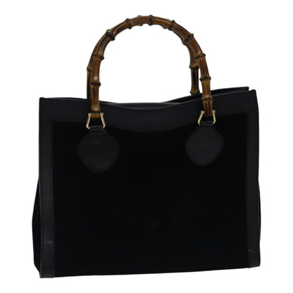 GUCCI Bamboo Hand Bag Suede Leather Black Gold 002 1186 0260  ep5511