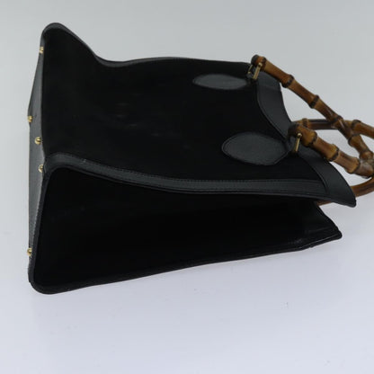 GUCCI Bamboo Hand Bag Suede Leather Black Gold 002 1186 0260  ep5511