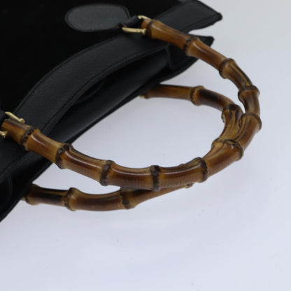 GUCCI Bamboo Hand Bag Suede Leather Black Gold 002 1186 0260  ep5511