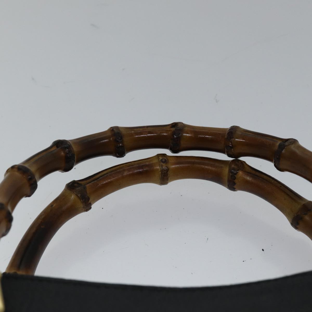 GUCCI Bamboo Hand Bag Suede Leather Black Gold 002 1186 0260  ep5511