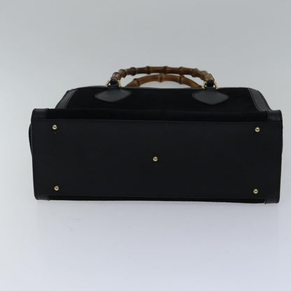GUCCI Bamboo Hand Bag Suede Leather Black Gold 002 1186 0260  ep5511