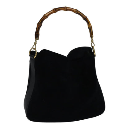 GUCCI Bamboo Hand Bag Suede Black Gold 001 2113 1638  ep5589