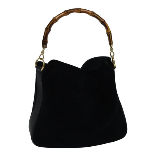 GUCCI Bamboo Hand Bag Suede Black Gold 001 2113 1638  ep5589
