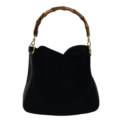GUCCI Bamboo Hand Bag Suede Black Gold 001 2113 1638  ep5589