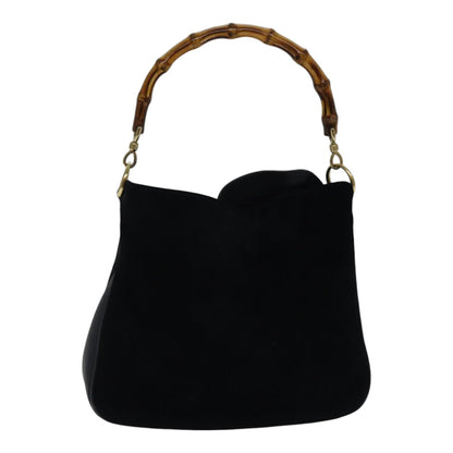 GUCCI Bamboo Hand Bag Suede Black Gold 001 2113 1638  ep5589