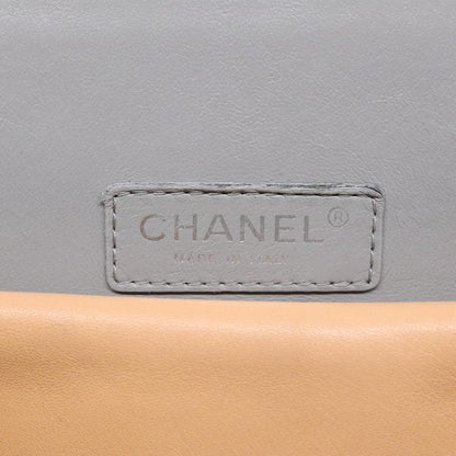 CHANEL Matelasse Chain Tote Bag Leather Beige Silver CC ep5902