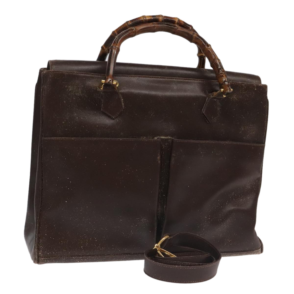 GUCCI Bamboo Hand Bag Leather 2way Brown Gold 002 123 0322  ep6061