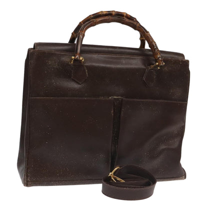 GUCCI Bamboo Hand Bag Leather 2way Brown Gold 002 123 0322  ep6061