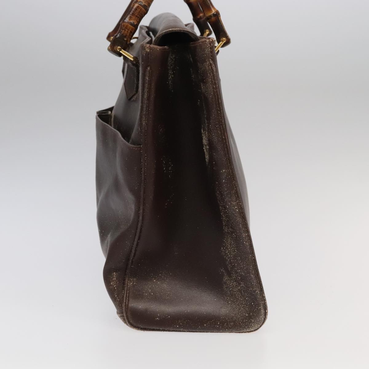 GUCCI Bamboo Hand Bag Leather 2way Brown Gold 002 123 0322  ep6061