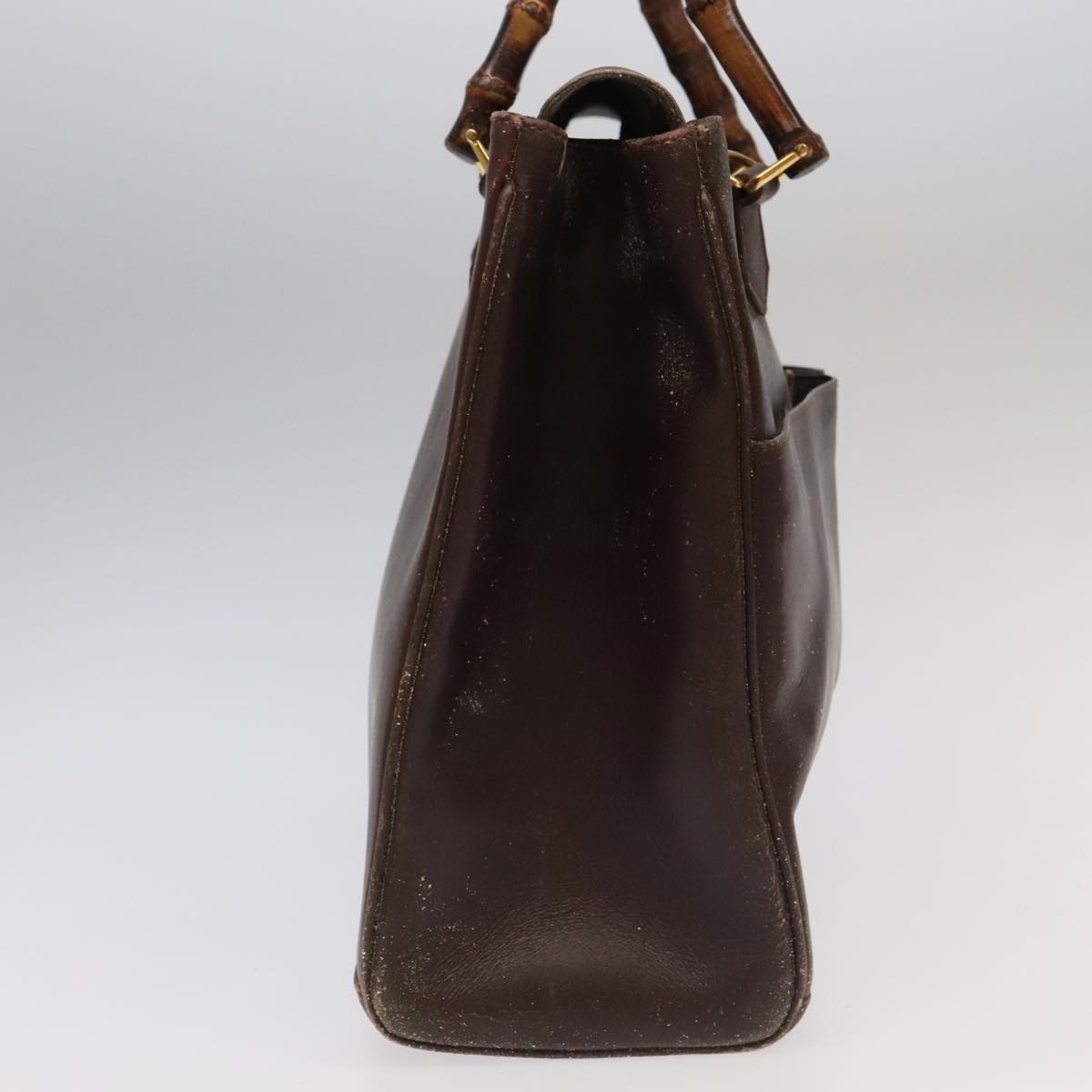 GUCCI Bamboo Hand Bag Leather 2way Brown Gold 002 123 0322  ep6061