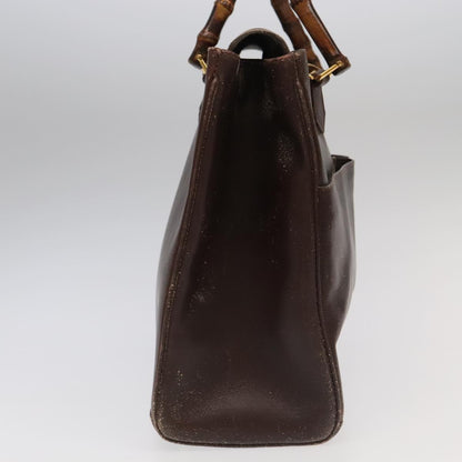 GUCCI Bamboo Hand Bag Leather 2way Brown Gold 002 123 0322  ep6061