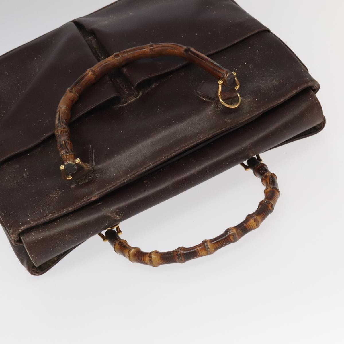 GUCCI Bamboo Hand Bag Leather 2way Brown Gold 002 123 0322  ep6061