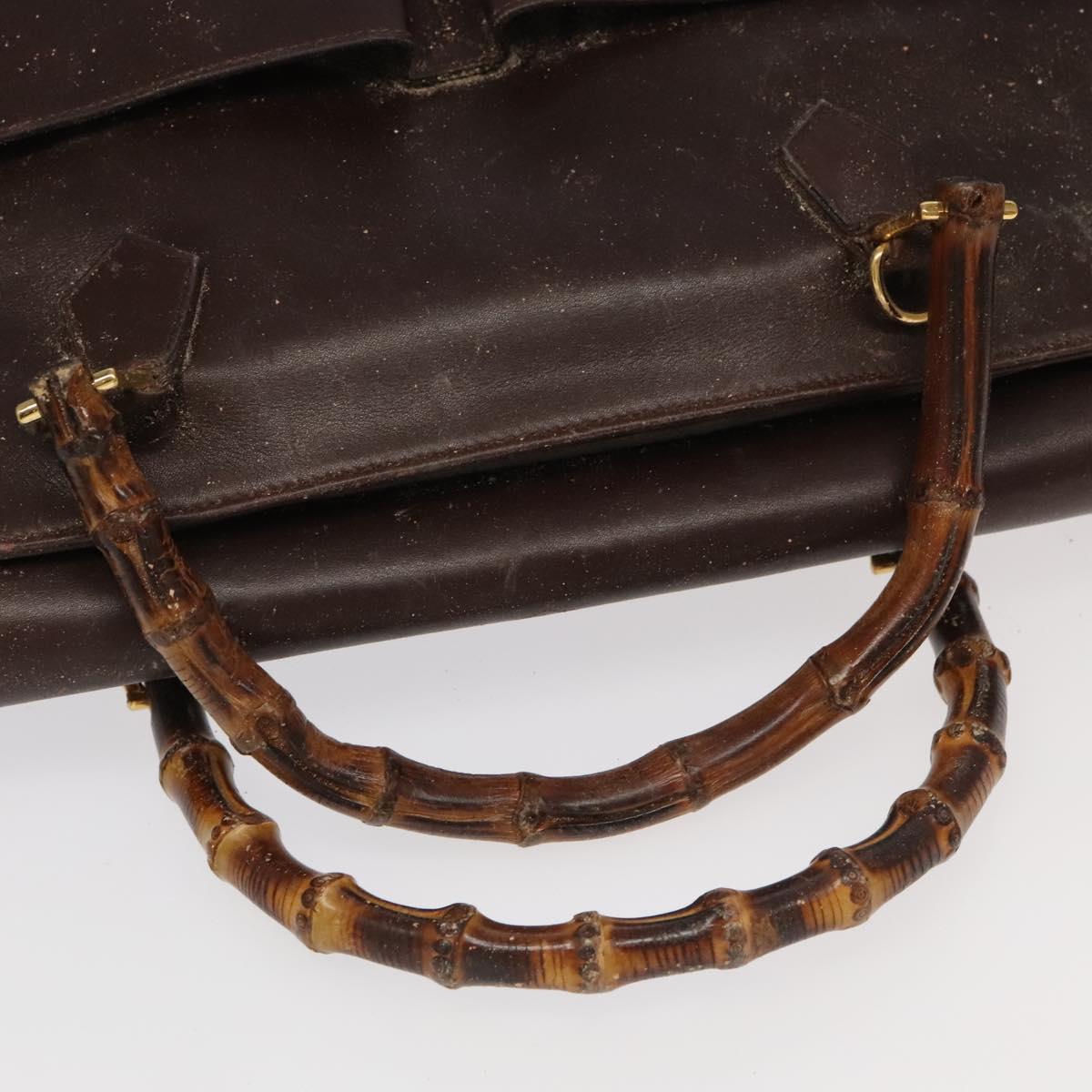 GUCCI Bamboo Hand Bag Leather 2way Brown Gold 002 123 0322  ep6061