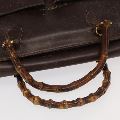 GUCCI Bamboo Hand Bag Leather 2way Brown Gold 002 123 0322  ep6061