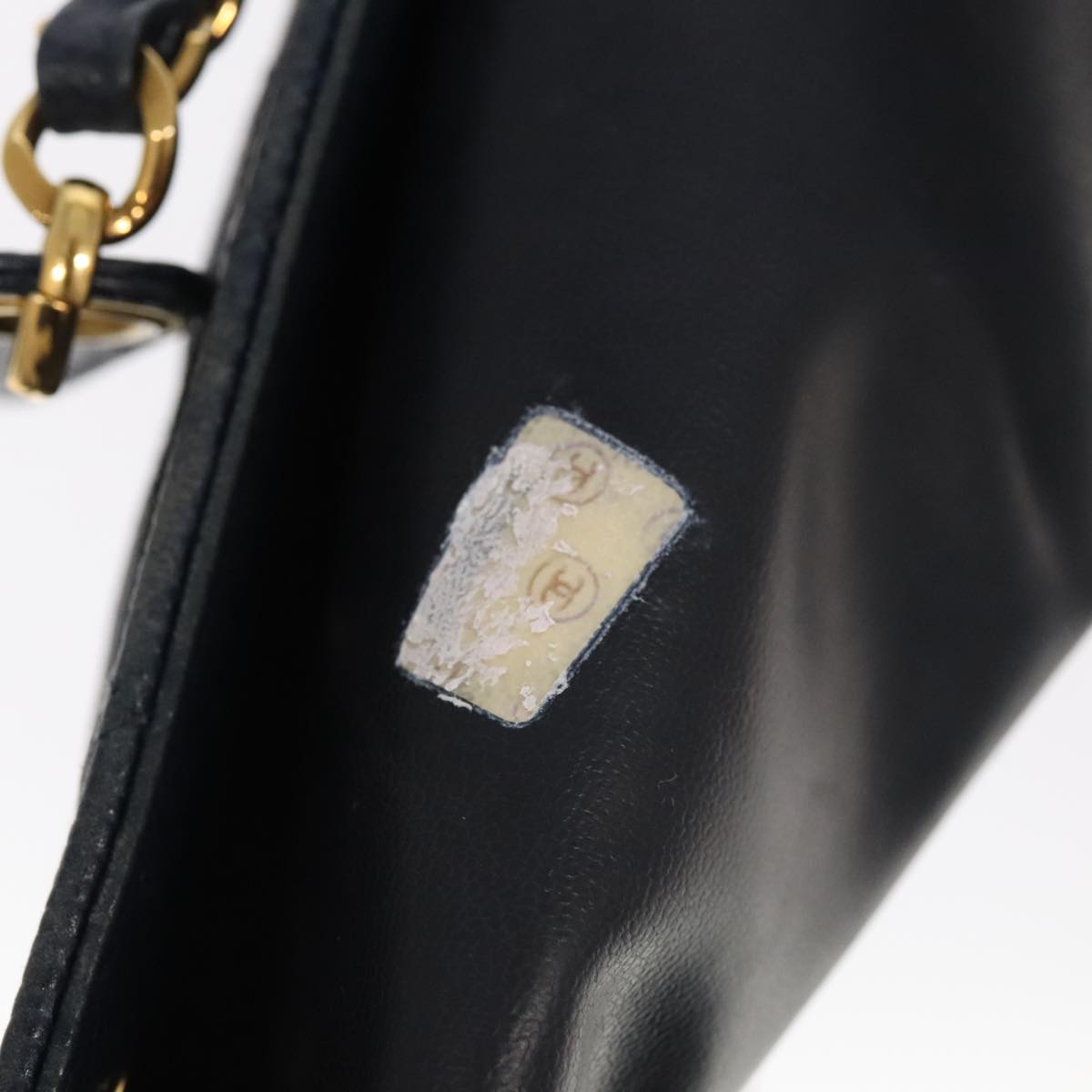 CHANEL Matelasse Chain Shoulder Bag Caviar Skin Navy Gold CC ep6286