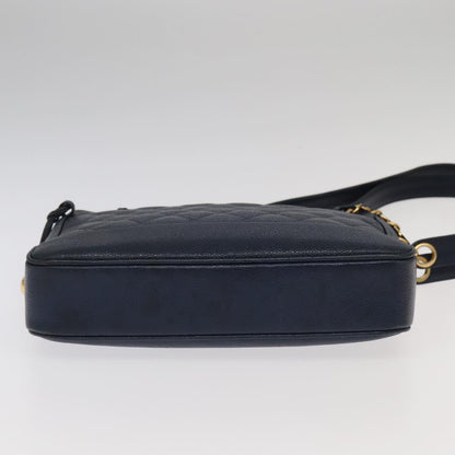 CHANEL Matelasse Chain Shoulder Bag Caviar Skin Navy Gold CC ep6286