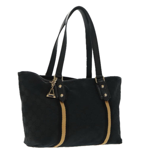 GUCCI GG Canvas Sherry Line Tote Bag Black White 137396  ep6288