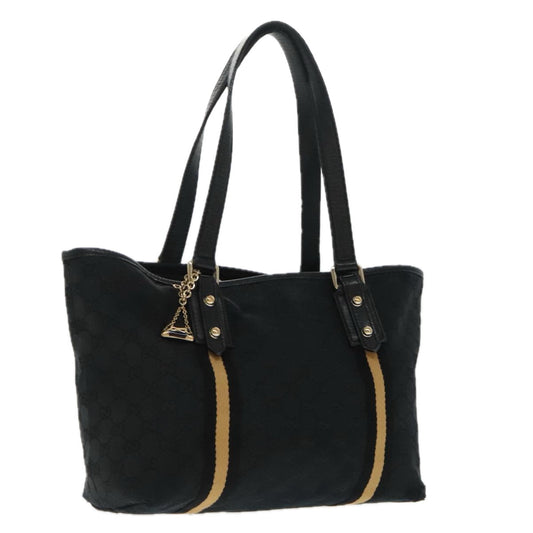 GUCCI GG Canvas Sherry Line Tote Bag Black White 137396  ep6288