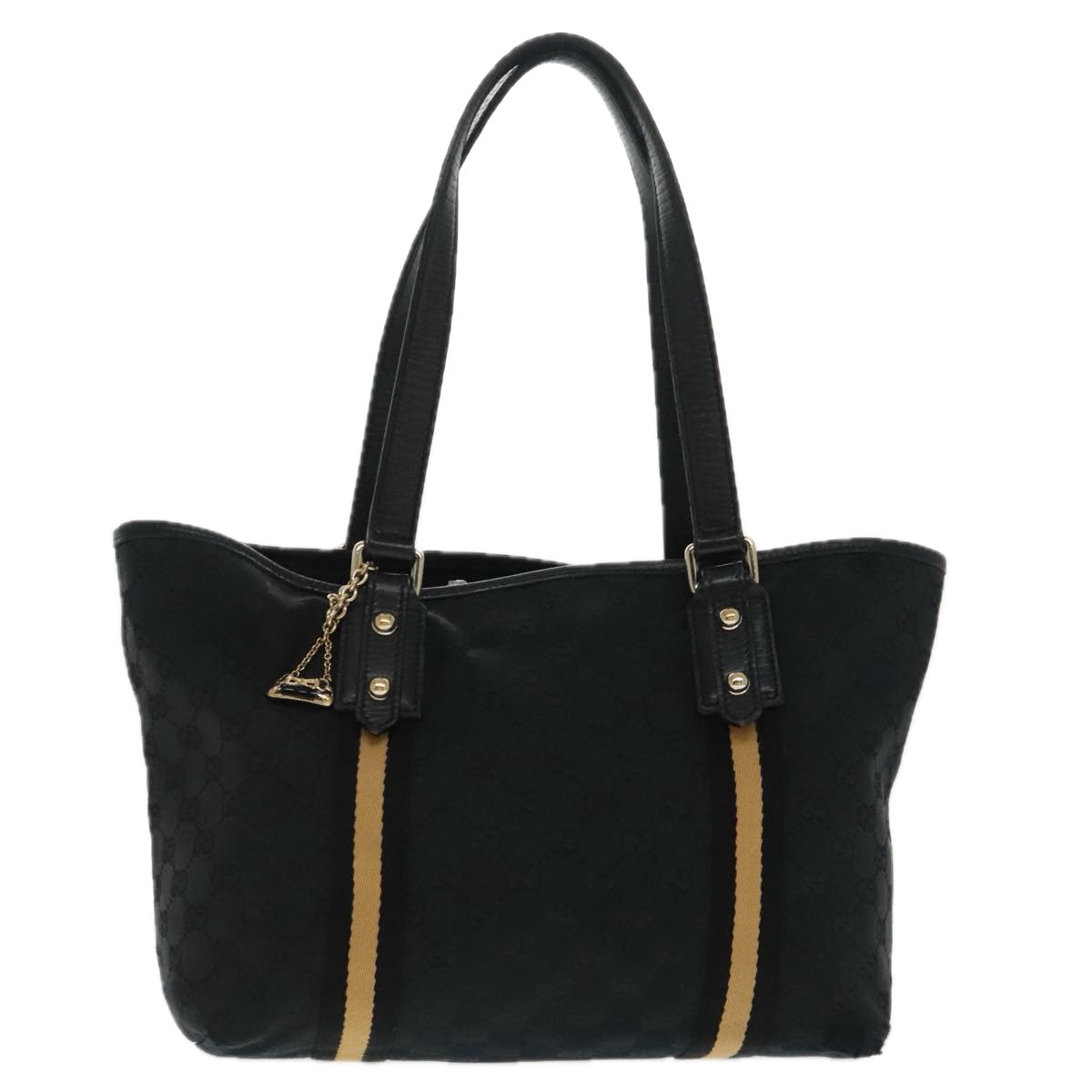 GUCCI GG Canvas Sherry Line Tote Bag Black White 137396  ep6288