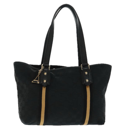 GUCCI GG Canvas Sherry Line Tote Bag Black White 137396  ep6288