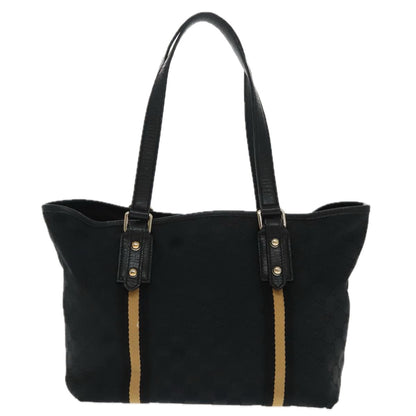 GUCCI GG Canvas Sherry Line Tote Bag Black White 137396  ep6288