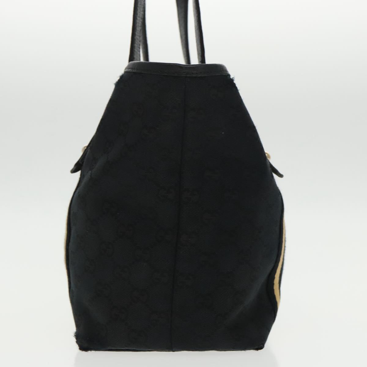 GUCCI GG Canvas Sherry Line Tote Bag Black White 137396  ep6288