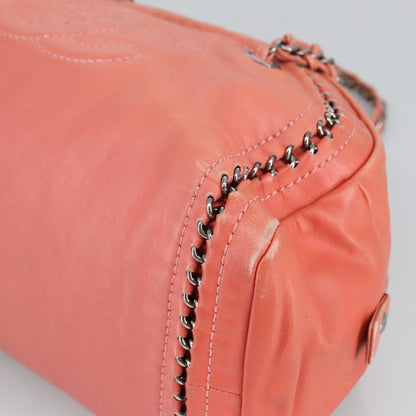 CHANEL COCO Mark Chain Hand Bag Leather Pink Silver CC ep6290