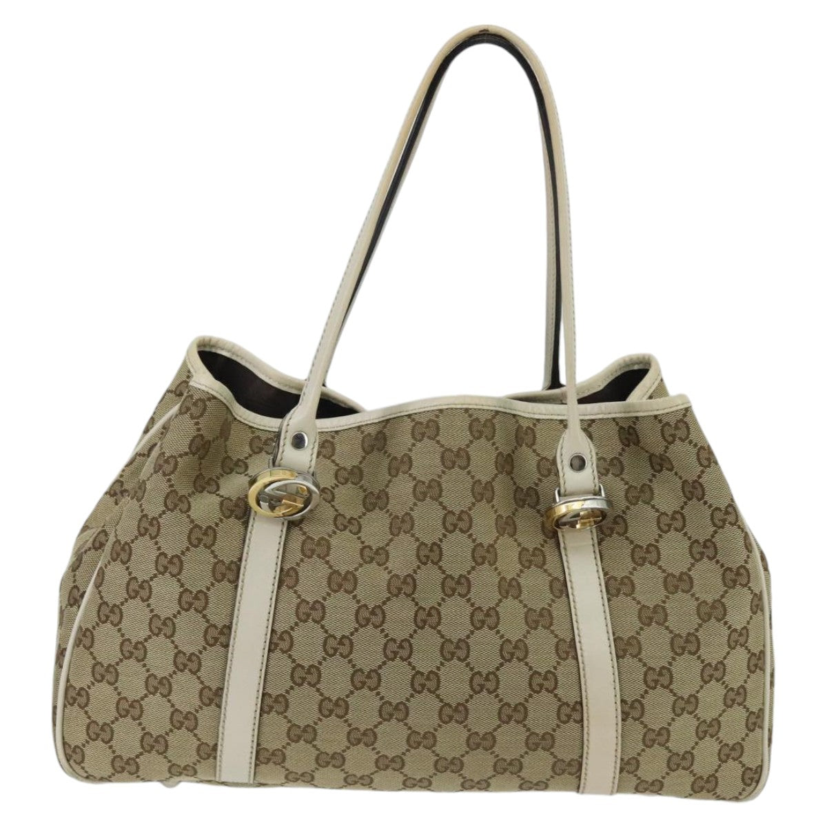 GUCCI GG Canvas GG Twins Tote Bag Beige Gold 232957  ep6314