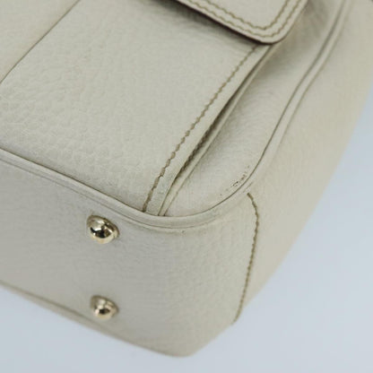 GUCCI Bamboo Hand Bag Leather White Gold 137381  ep6322