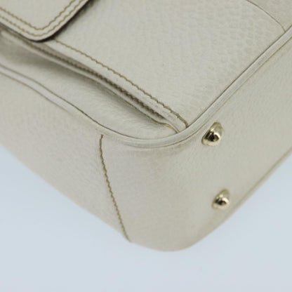 GUCCI Bamboo Hand Bag Leather White Gold 137381  ep6322