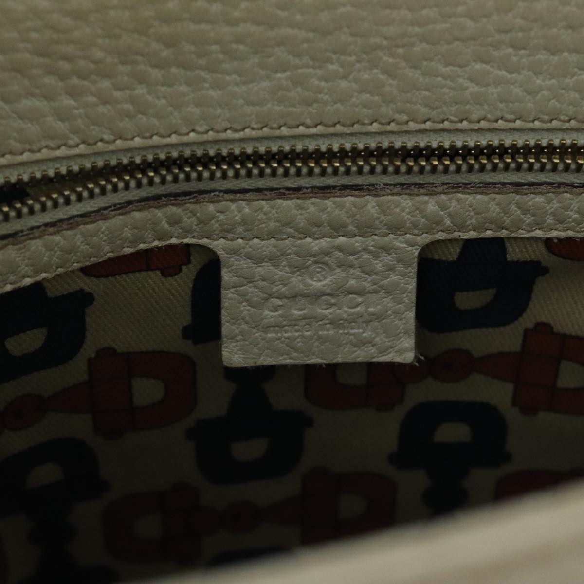 GUCCI Bamboo Hand Bag Leather White Gold 137381  ep6322