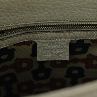 GUCCI Bamboo Hand Bag Leather White Gold 137381  ep6322