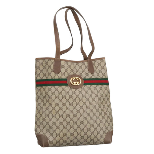 GUCCI GG Supreme Web Sherry Line Interlocking Tote Bag PVC Beige  ep6353