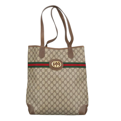 GUCCI GG Supreme Web Sherry Line Interlocking Tote Bag PVC Beige  ep6353
