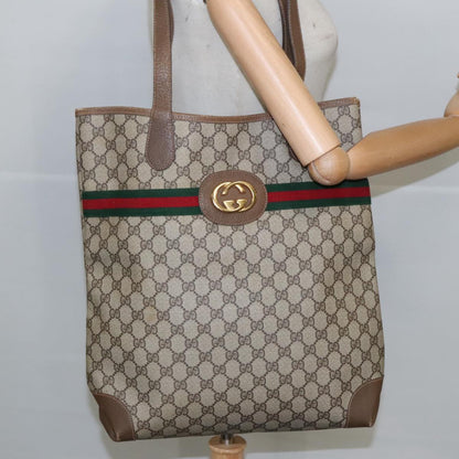 GUCCI GG Supreme Web Sherry Line Interlocking Tote Bag PVC Beige  ep6353