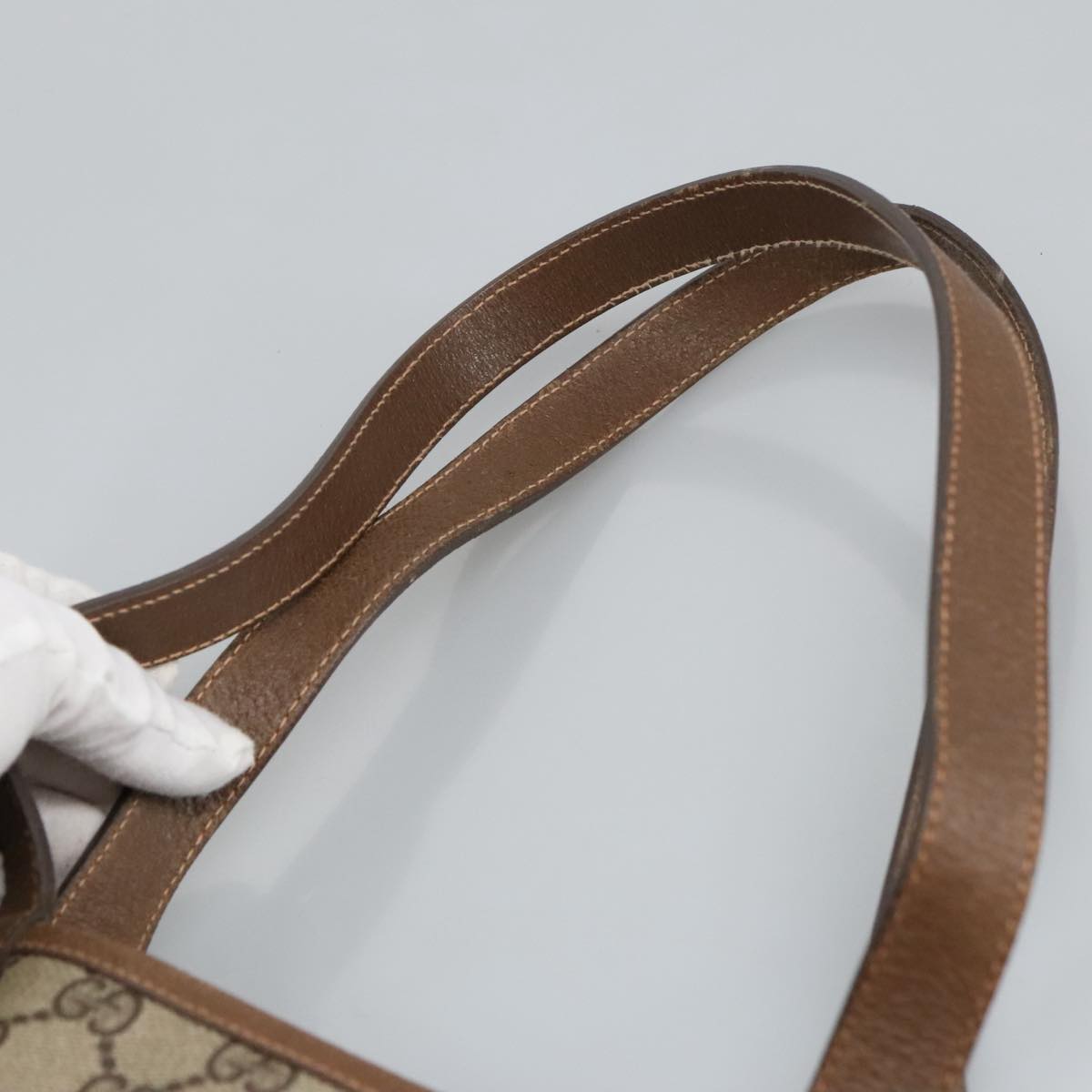 GUCCI GG Supreme Web Sherry Line Interlocking Tote Bag PVC Beige  ep6353