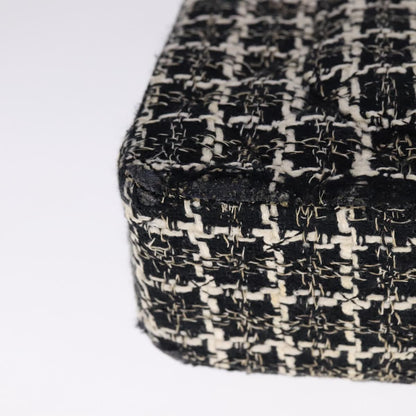 CHANEL Matelasse 25 Double Flap Chain Hand Bag Tweed Black White CC ep7107