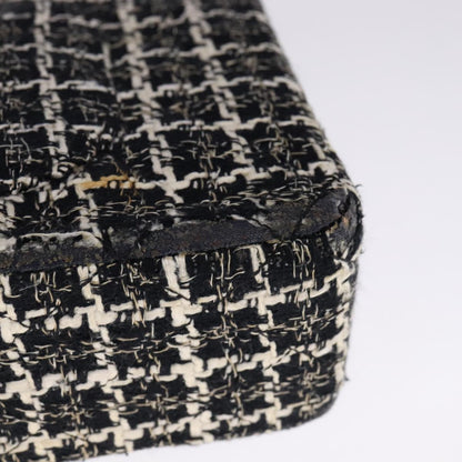 CHANEL Matelasse 25 Double Flap Chain Hand Bag Tweed Black White CC ep7107
