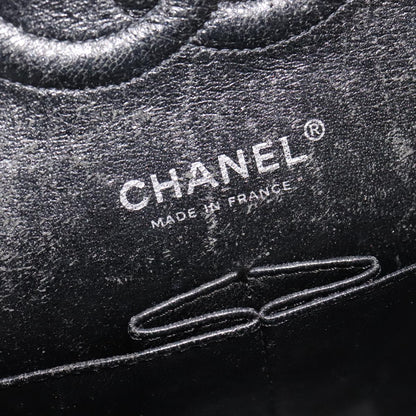 CHANEL Matelasse 25 Double Flap Chain Hand Bag Tweed Black White CC ep7107