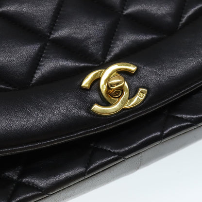 CHANEL Matelasse Chain Diana Shoulder Bag Lamb Skin Black Gold CC ep7163A
