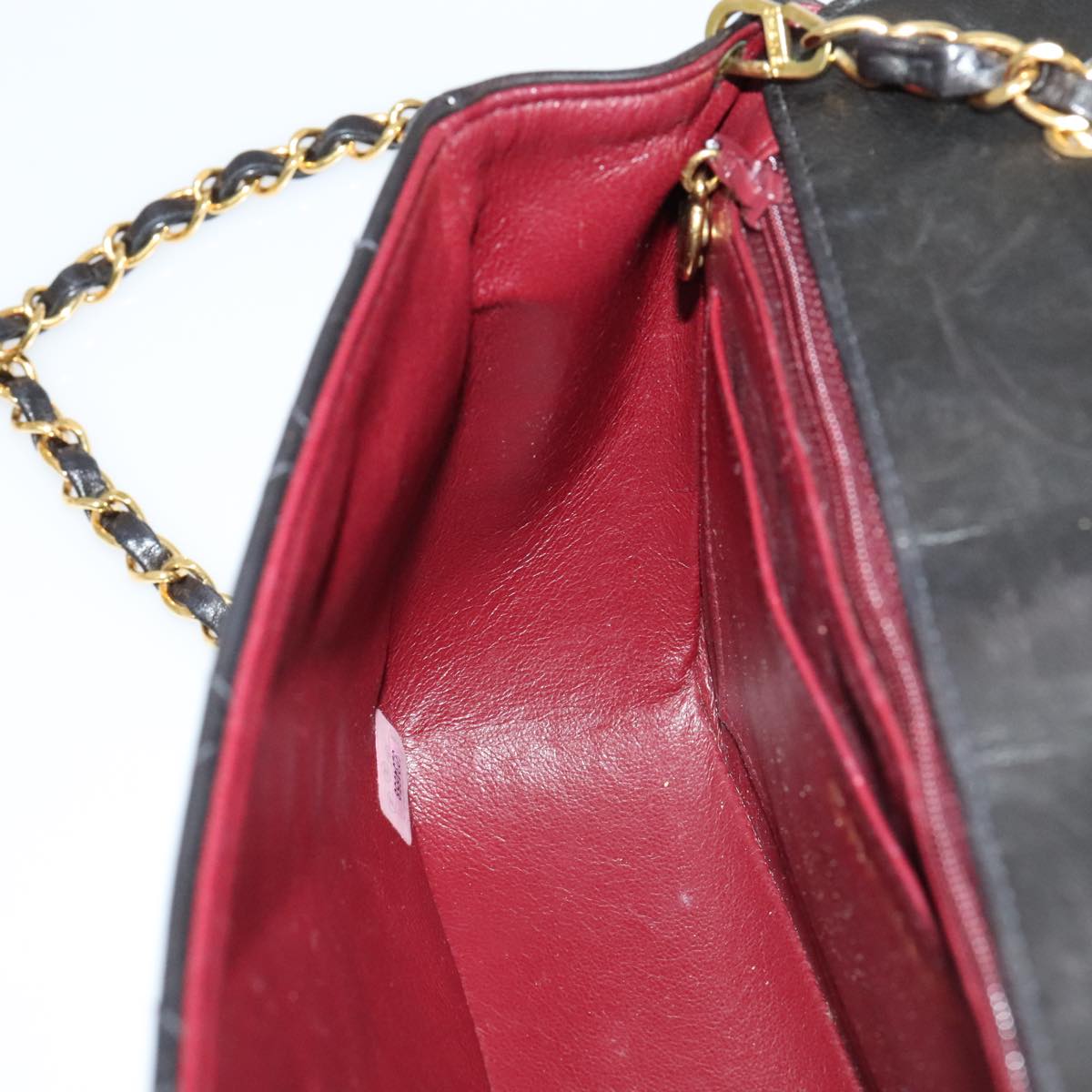 CHANEL Matelasse Chain Diana Shoulder Bag Lamb Skin Black Gold CC ep7163A