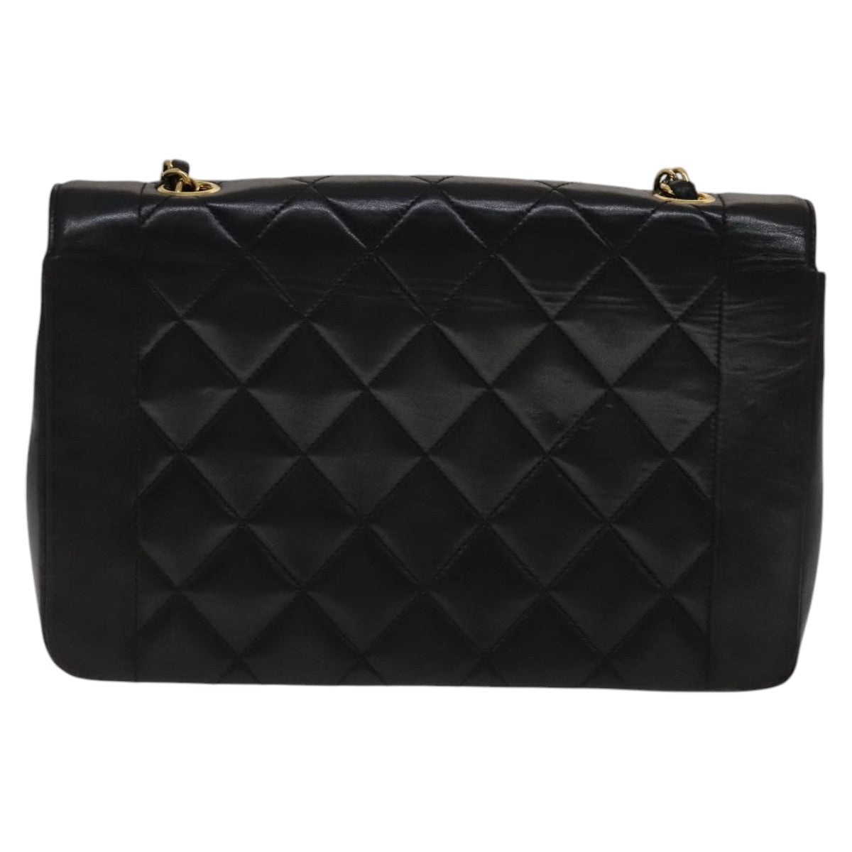 CHANEL Matelasse Chain Diana Shoulder Bag Lamb Skin Black Gold CC ep7163A