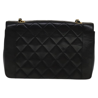 CHANEL Matelasse Chain Diana Shoulder Bag Lamb Skin Black Gold CC ep7163A
