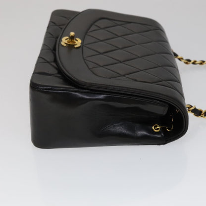 CHANEL Matelasse Chain Diana Shoulder Bag Lamb Skin Black Gold CC ep7163A