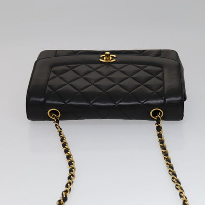 CHANEL Matelasse Chain Diana Shoulder Bag Lamb Skin Black Gold CC ep7163A