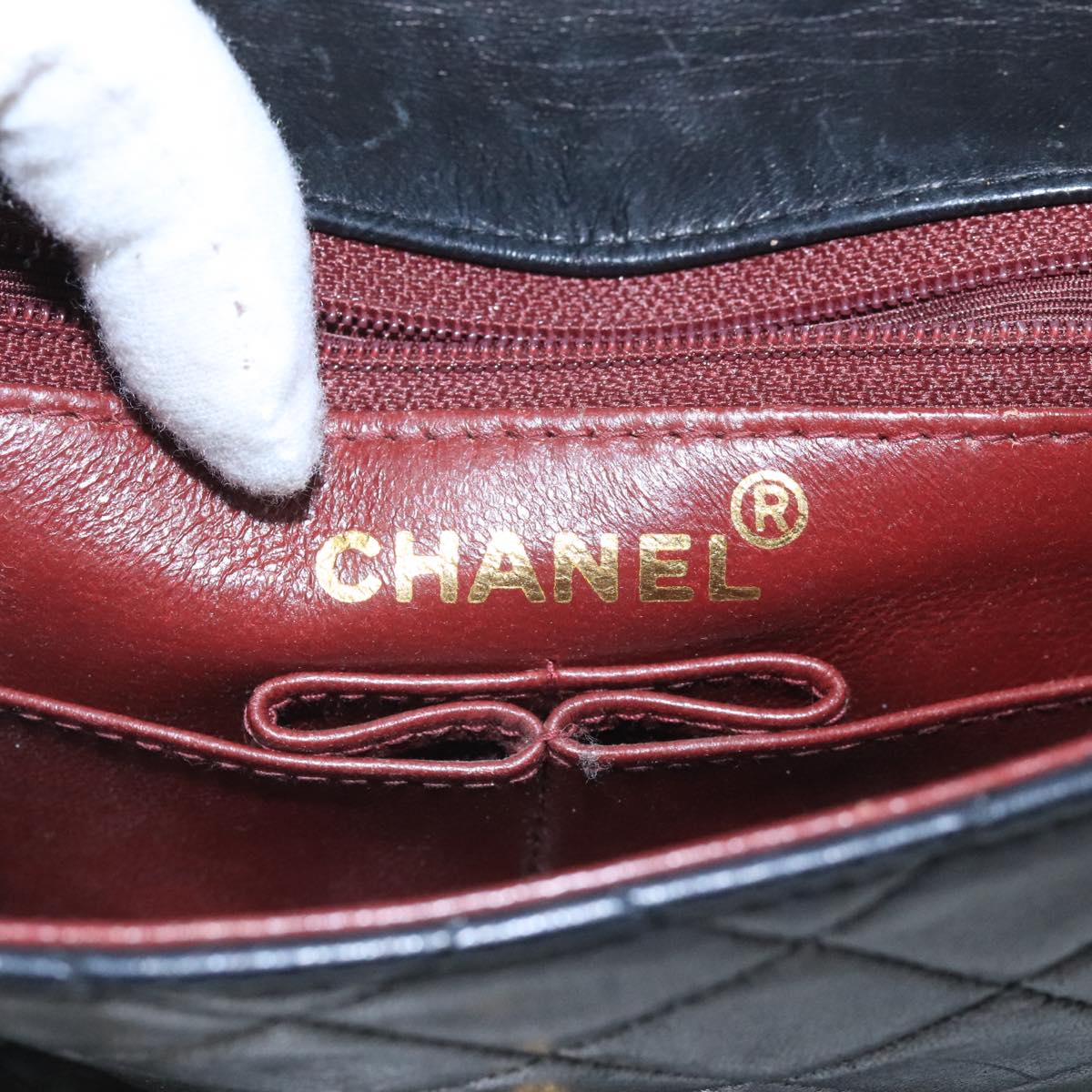 CHANEL Mini Matelasse Chain Shoulder Bag Lamb Skin Black Gold CC ep7176